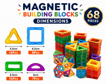Kollider Kids™ 3D STEM Magnetic Building Blocks (68 Piece)